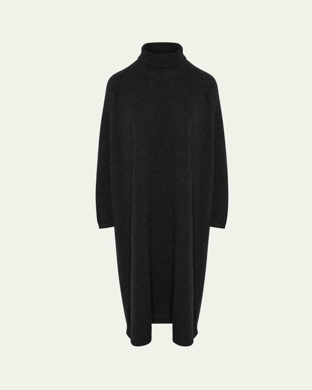 Raglan Sleeve Scrunch Neck Midi Dress